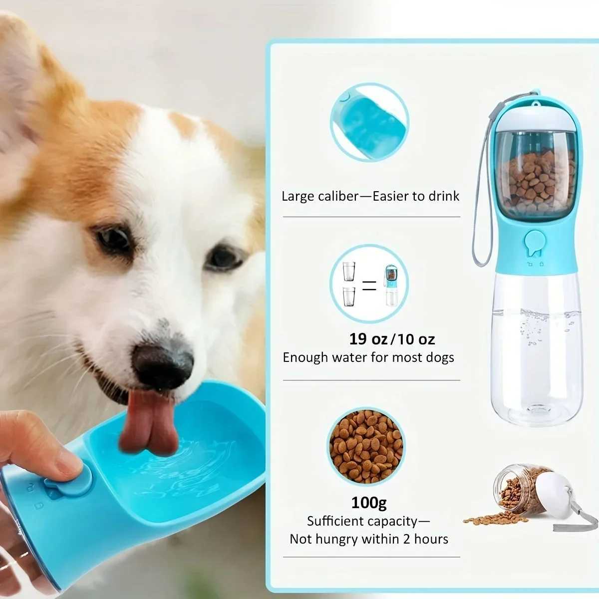 Portable dog and cat water bottle with storage containers for food and water used for feeding small dogs and pets outdoor travel pet beverage bowls Y2