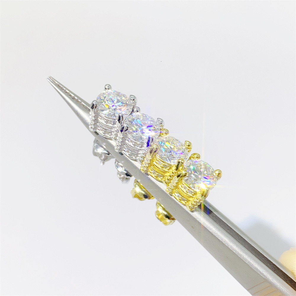 Hiphop 1-4ct D Color Moissanite Screwback Earrings 14k Gold Plated 925 Sterling Silver Iced Diamond Ear Studs Pass Tester Gift