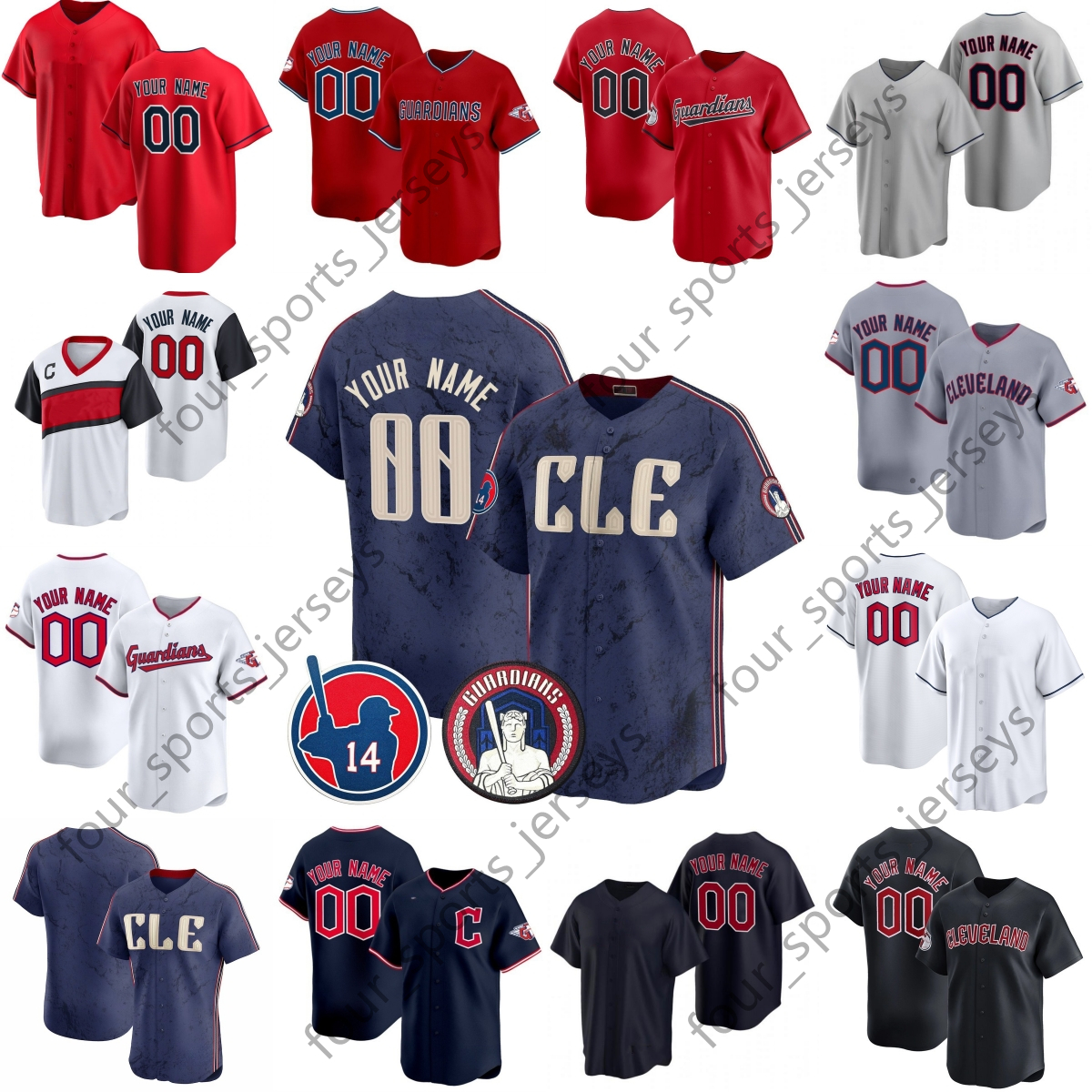 Guardians Baseball Jersey 57 Shane Bieber 11 Jose Ramirez 28 Tanner Bibee 0 Andres Gimenez 38 Steven Kwan 23 Bo Naylor 22 Josh Naylor