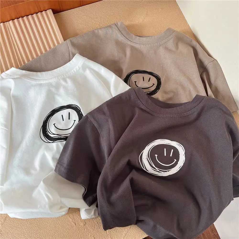 Children Simple TShirt Solid Color Versatile Short Sleeve Tops For Boys And Girls Summer New Baby Thin Cotton Bottoming ShirtT250320