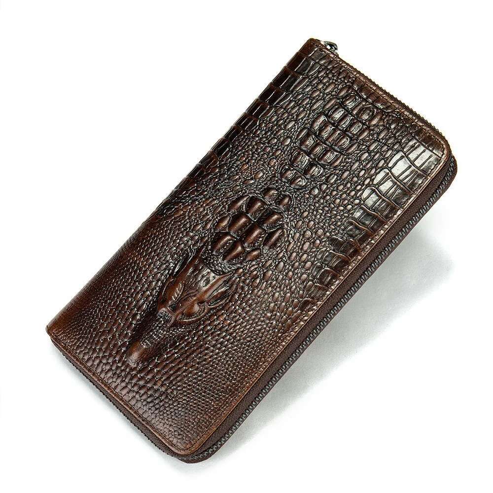 MOTAORA Men's Wallet Genuine Leather Crocodile Pattern Male Purse Fashion Business Clutch For Men Casual Emed Card Holder