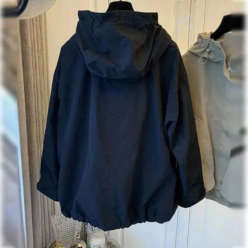 Design Sense Ladies Large Size 4Xl Trench Jacket Women Fashion Patchwork Ed Top Spring Autumn Female Hooded Windbreaker Coat