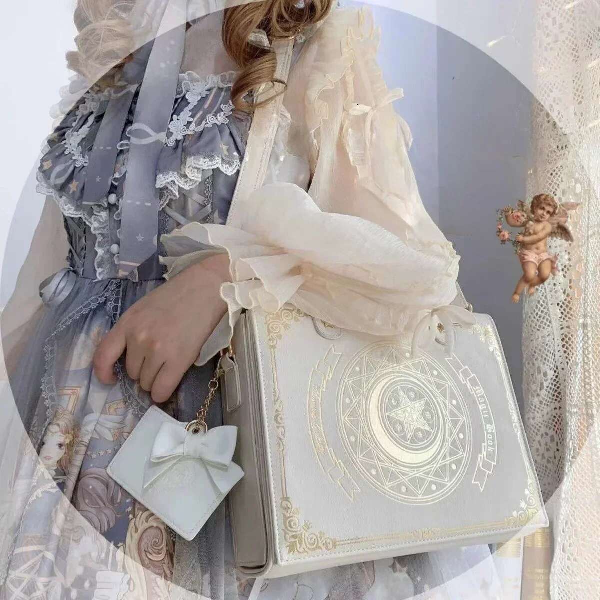 Korean Gothic Square Black Shoulder Bag Haruku Vintage Aesthetic Purses Designer Handbags Messenger Tote Bags Women