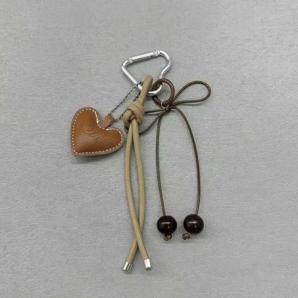 Y2k Leather Rope Keychain Cherry Bow Cute Pericardium Pendant 3D Creative Cartoon Keychain Anti Loss Phone Hanging RopeXJ250319