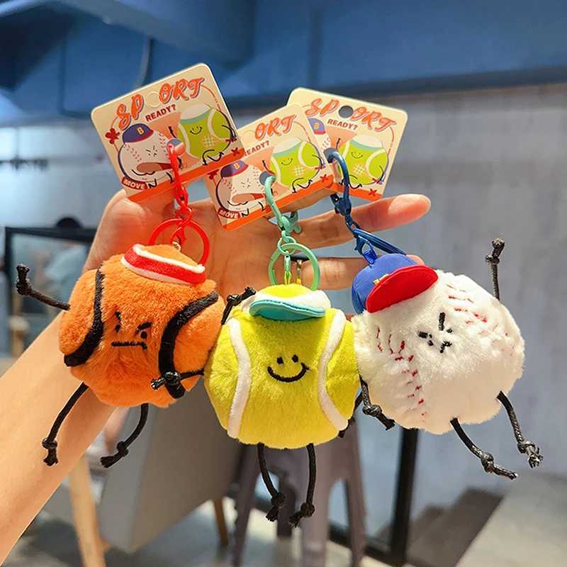Keychain Creative Cute Ball Sports Plush Doll Keychain Mens and Womens Bag Small Pendant Cartoon Couple Backpack Car PendantXJ250319