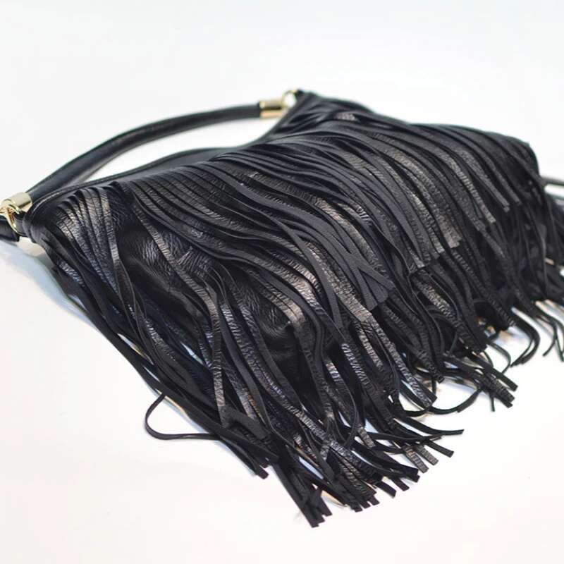 Boho Style Tassels Crossbody For Women 2025 Casual Fringes Shoulder Bag Zipper Large Capacity Soft Leather