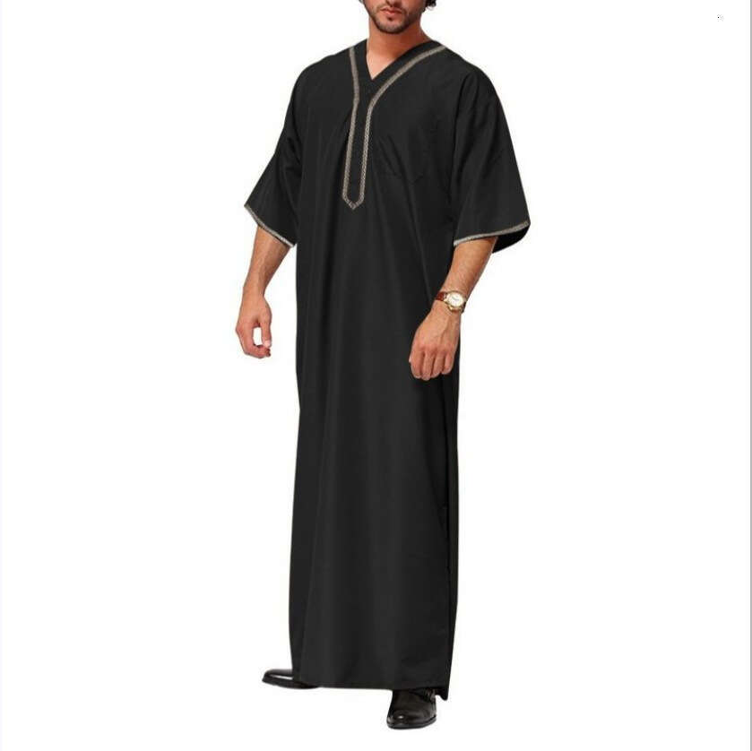 2025 New Muslim Arab Dubai Malaysia Men's Loose Robe Button Up Shirt For Men