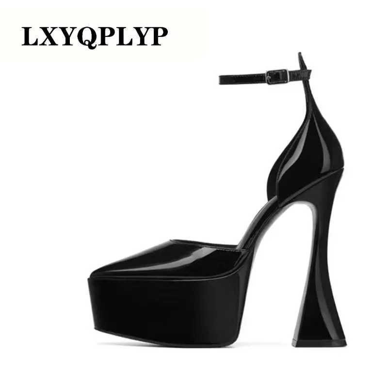 2023 Womens Spring and Summer Fashion Thick High Heel Thick Bottom Buckle Pointed Brand Walking Banquet Single ShoesC250319
