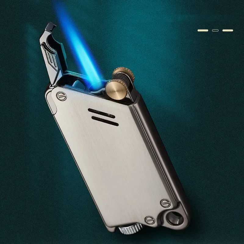 New Unusual Mechanical Sense Jet Torch Lighter Windproof Waterproof Inflatable Butane Cigarette Lighter Smoking Accessories Cool M250320