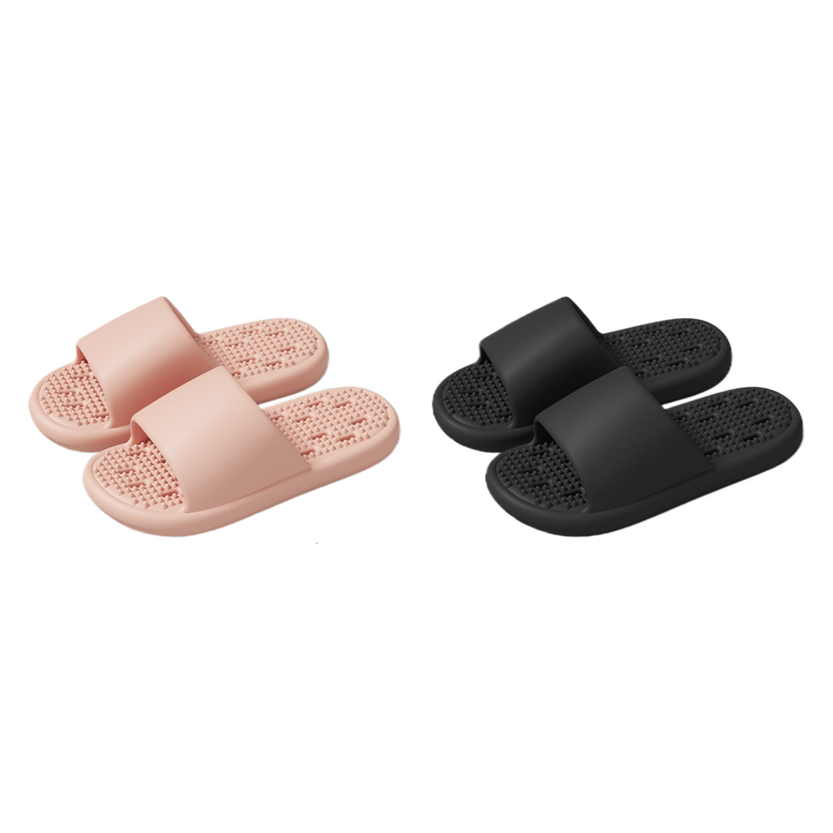 Buy get 1 free bathroom shower women, summer indoor home soft sole massage couples, leaking slippers for men