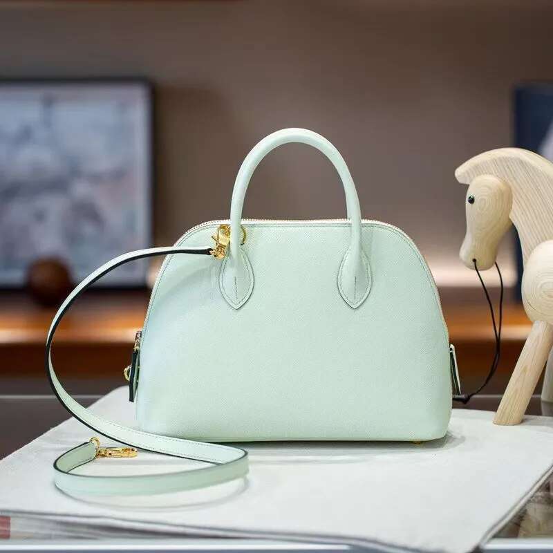 VOAETEC Mini Semi-Handmade Hand-Sewn Wax E Bowg Shell Saddle Bag Leather Fashion Versatile Oblique Span Handbag
