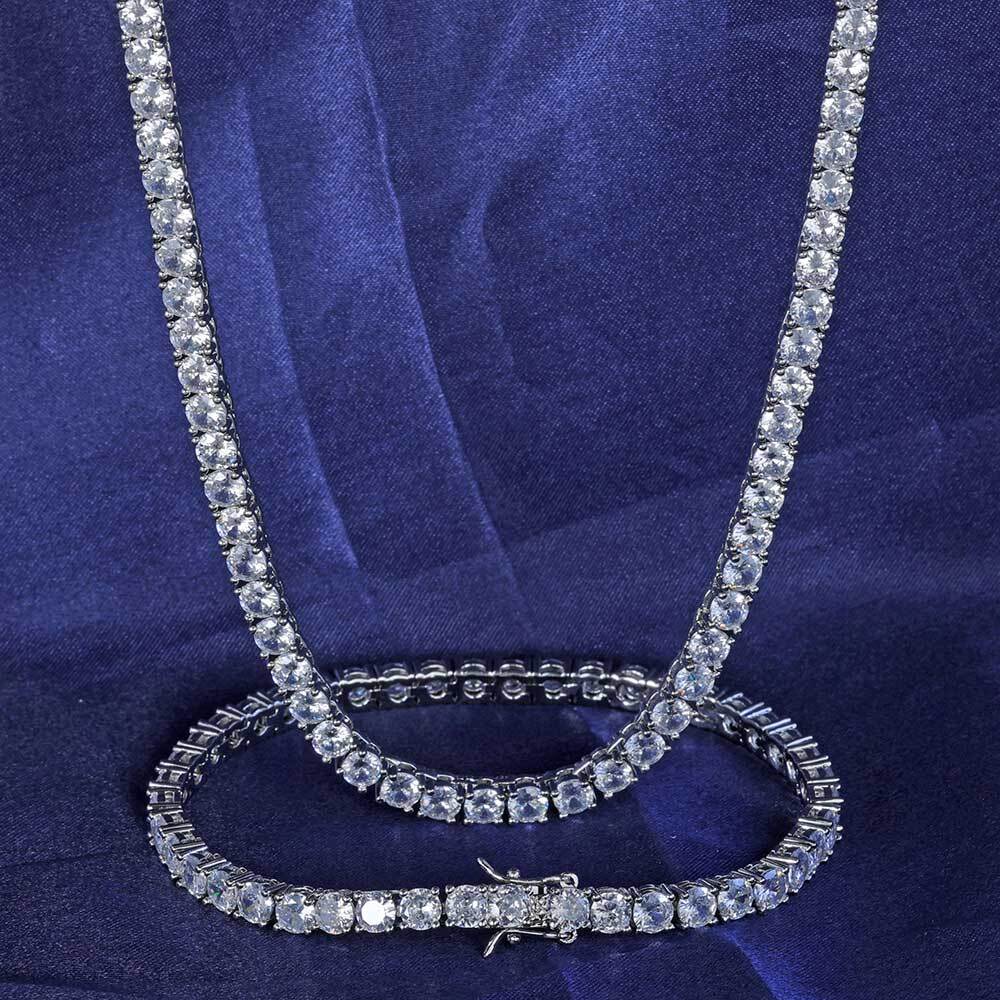 3mm Tennis Chain 1 Row Bling Zircon Copper Material Necklace Hip Hop Man and Women Iced Out Jewelry Drop shipping