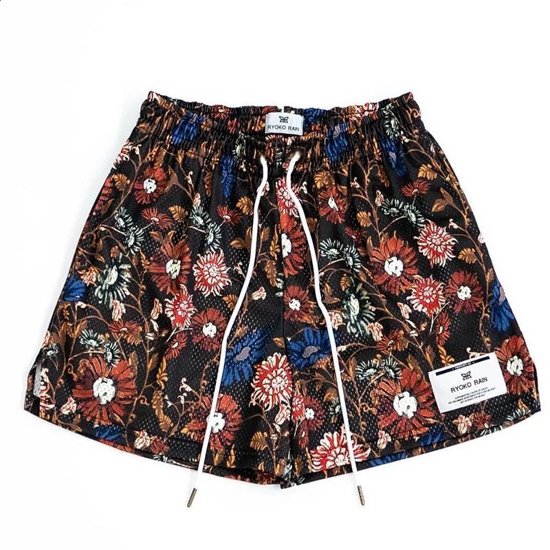 RYOKO RAIN summer mens shorts men and womens fashion beach seaside casual mesh sports quickdrying quarter pants 250319