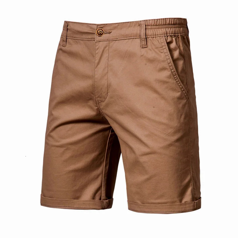 Men Shorts Summer Cotton Middle Waist Male Casual Business Men Shorts Printed Beach Stretch Chino Classic Fit Short Homme 250317