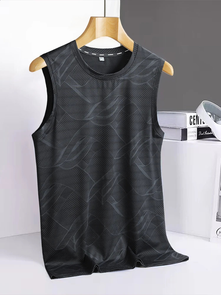 8xl 7xl 6xl Big Size Ice Silk Classic Tank Tops Men Sleeveless Shirt Black Blue Tees AllMatch QuickDrying TShirt 250319