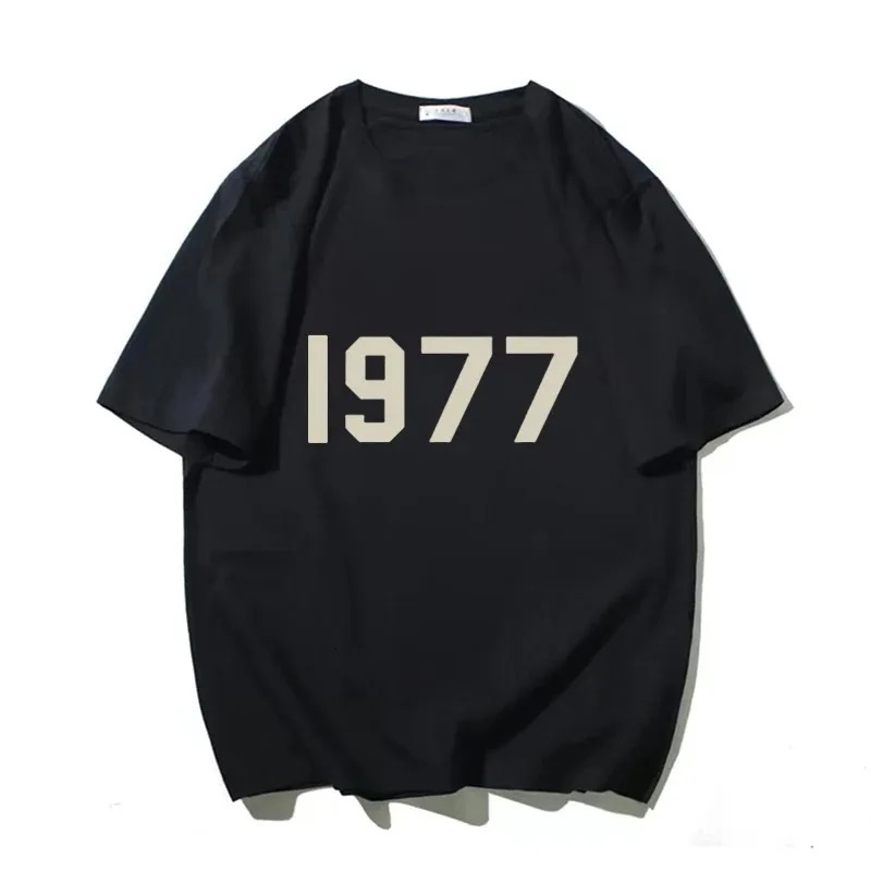 Korean 1977 mens cotton Tshirt fashion y largesized casual printed short sleeved summer top Crewneck graphic 250320