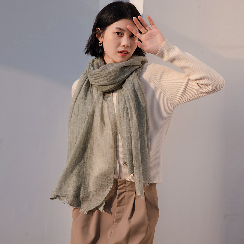 K185 Thin wool scarf women 2025 autumn and winter new solid color scarf fashionable warm decorative shawl neck wholesale