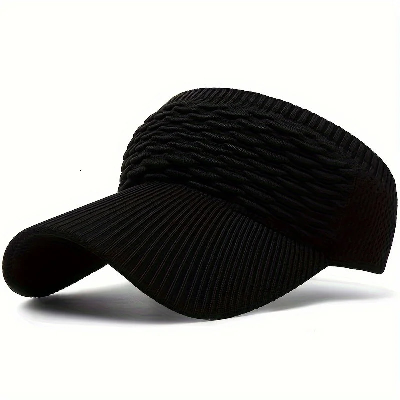 1pc Summer Breathable Sun HatCasual Elastic Knitted CapWomens Long Brim Sunshade Empty Top Hat for Outdoor Sports beach hat 250320