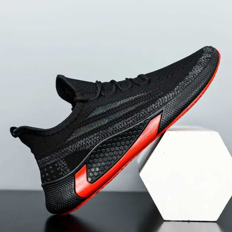 Mens mesh casual sports shoes autumn new item thick soled lace mens running casual breathable running sports shoes Y250320