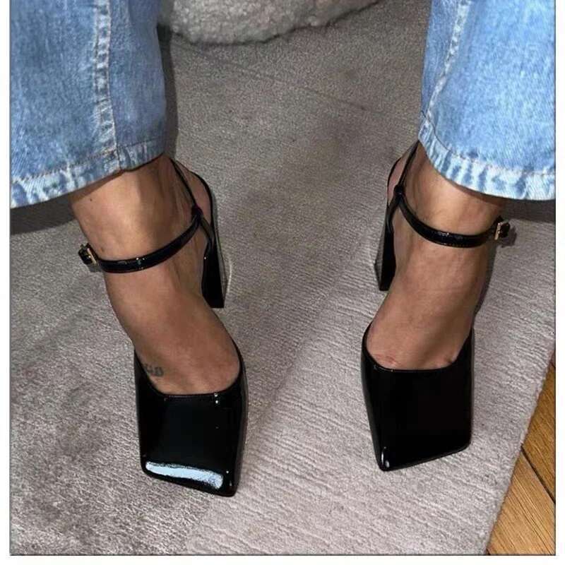 Wedge Heels Rhie Thick High Heels Toe Sandals For Women Retro Mary Jane Single Shoes Fashionable Sexy European And American