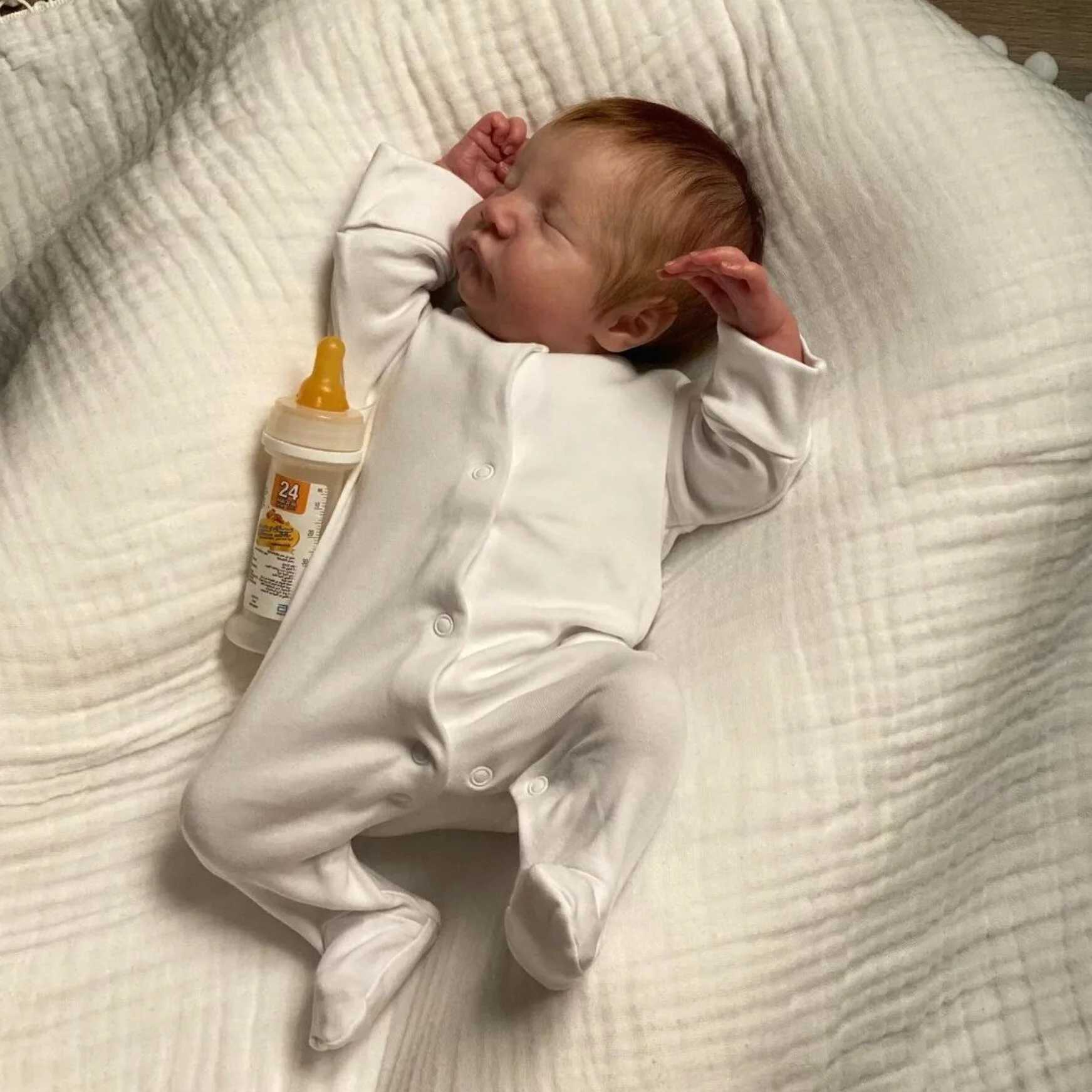 19 inch One Pcs 3D skin with visible veins 48cm fabric body soft silicone sleep regeneration baby doll toy W250320