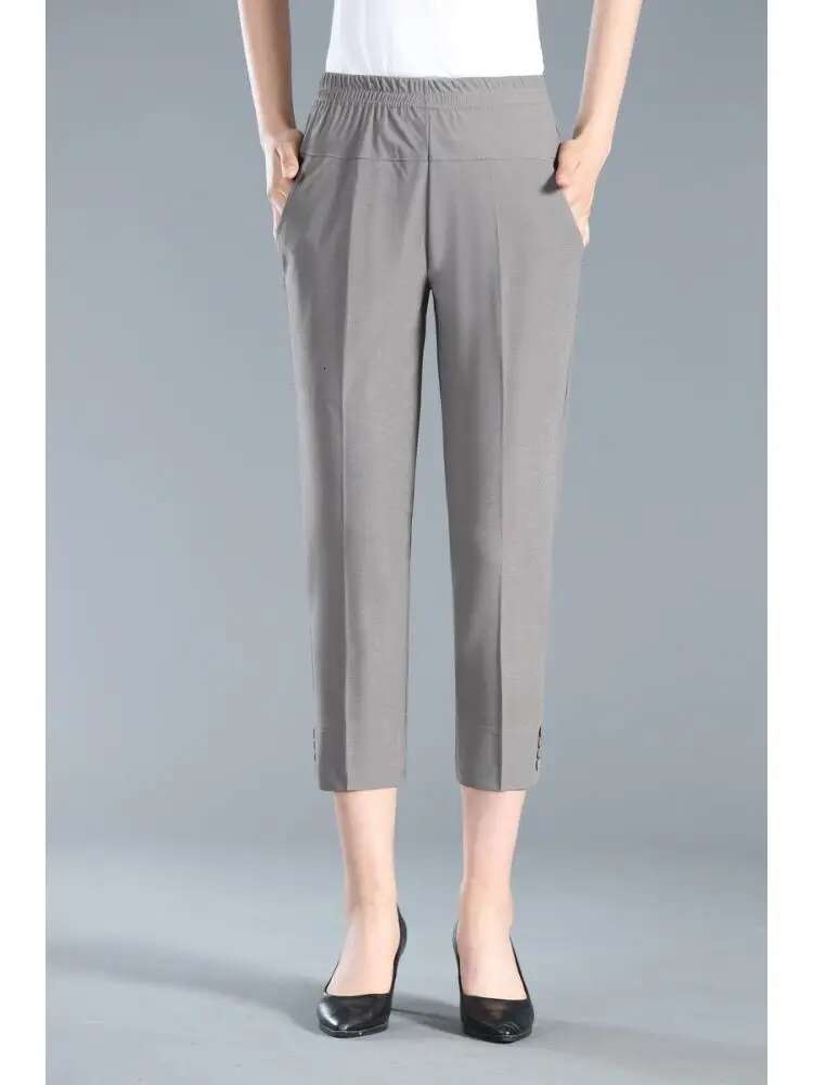 Summer Women Casual Thin Fashion Slim Office Lady High Waist Loose Pencil Pants Black White