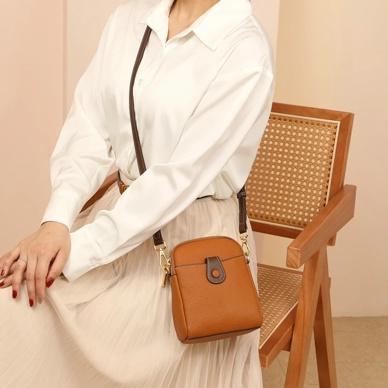 100% Genuine Leather Shoulder Crossbody Bag For Women Solid Color Cow Leather Ladies Handbags Fashion Female Messenger Bags 250314