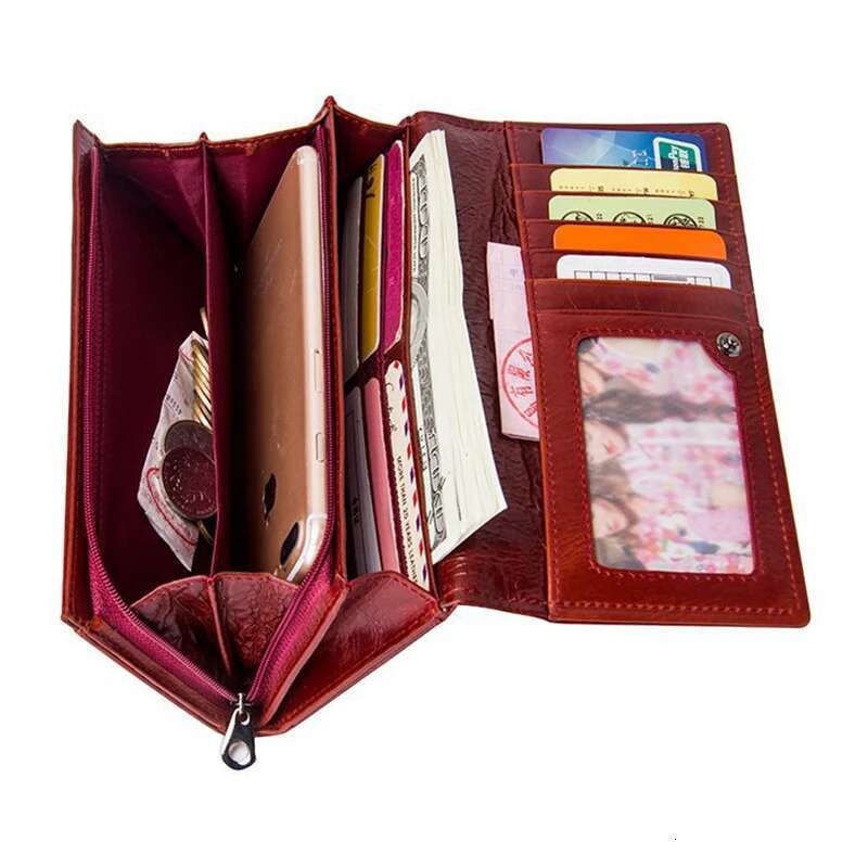 Unisex Man Genuine Leather Women Long Purse Female Clutches Money Wallets Brand Design Handbag For Cell Phone Card Holder Wallet