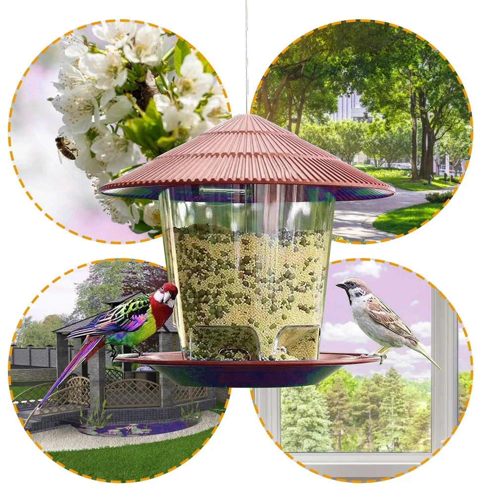 Plastic bird feeder transparent suspension peanut and nut feeding station outdoor garden seed food dispenser bracket container 250320
