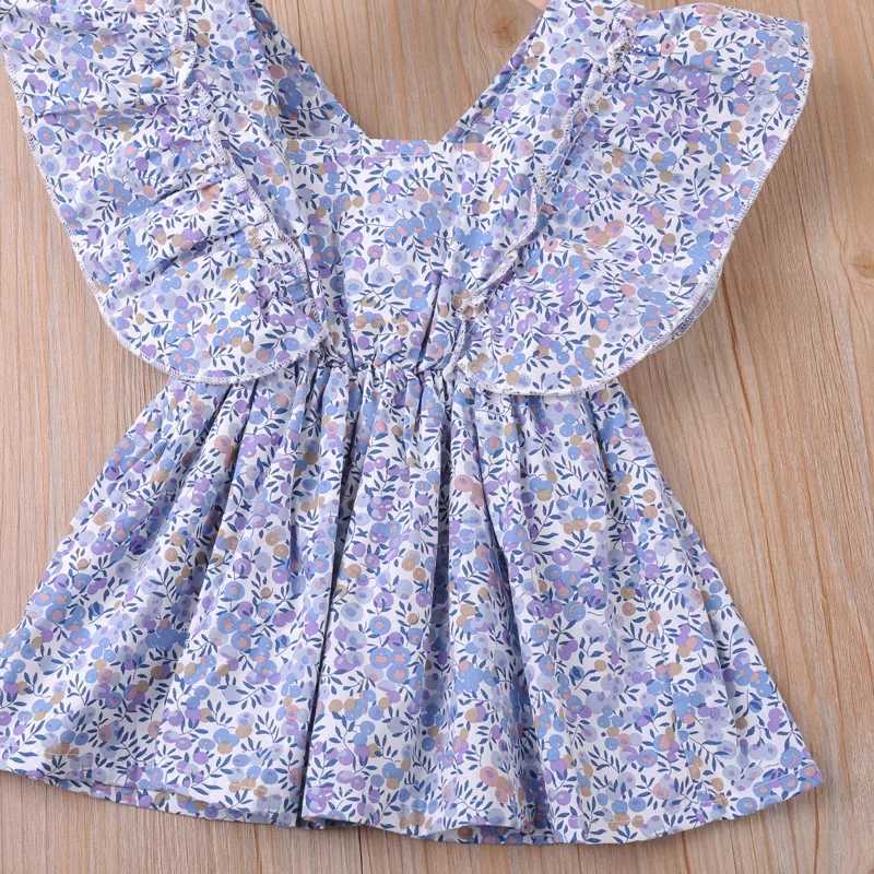 Summer Floral Flying Sleeve Top For Girl Blouse For Girls T-Shirts Children Clothes Young Children Girl ClothesT250320