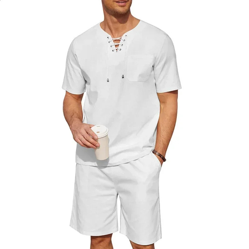 Mens Sets Street Printing T-shirt Trendy Summer Short-sleeved Casual Fashion Suit Men 250319