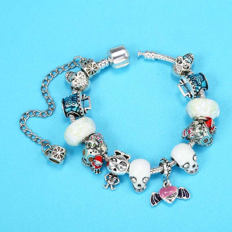 High-Quality Skull Head Charm Bracelet With DIY Fashion Bracelets Bangles For Women Kids Men Jewelry Gift Dropshipping Wholesale