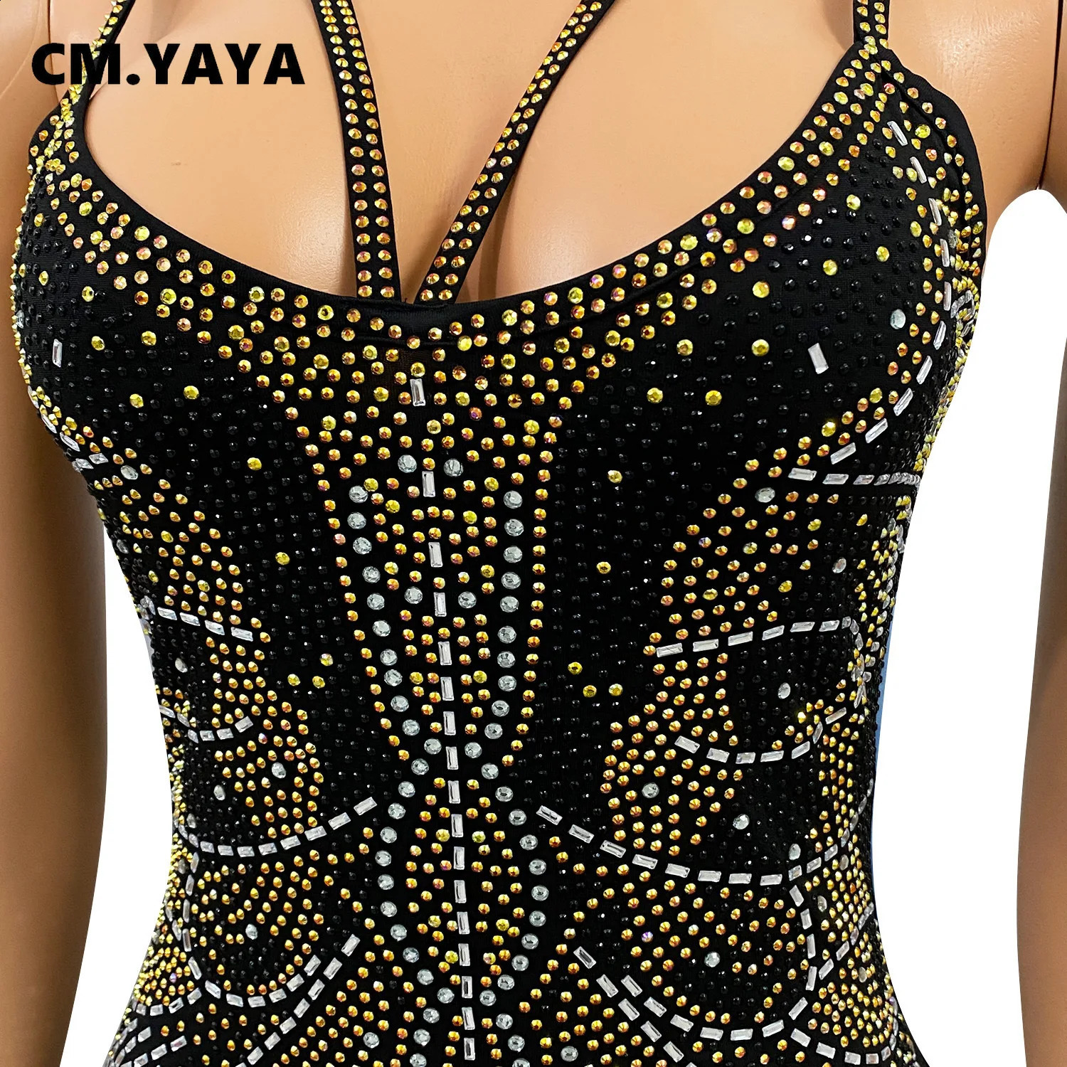 CM YAYA Womens Butterfly Diamond Rhinestone Pendant Neck Birthday Body Midi Mini Dress Evening Vestido 250317