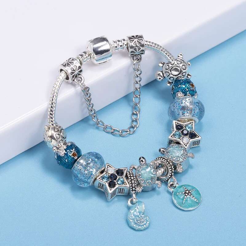 Summer Styles Charm Bracelets Fits DIY Crystal Turtle Shell Beads Bracelet For Women Men Bijoux Pulseras Jewelry Gift Wholesale