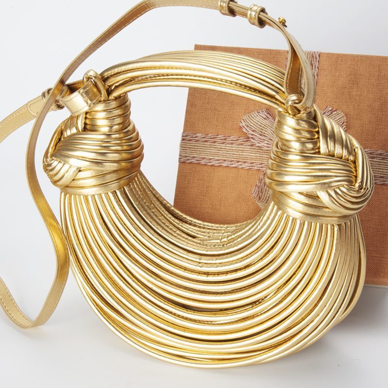 summer small shoulder for women 2025 new handmade woven french niche casual gold handheld crossbody bag