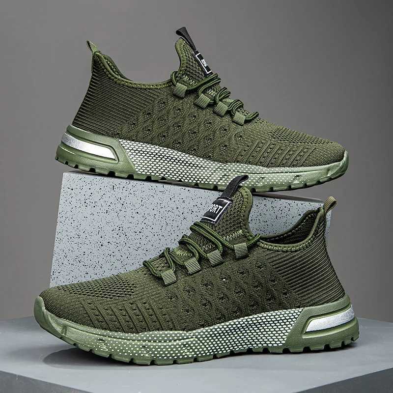 Army Green Marathon Mens Running Shoes Breathable Mesh Mens Running Outdoor Road Running Shoes Large Size 45 46W250320