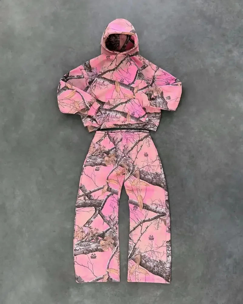 Akimboclub Hoodie Two Piece Set Camouflage Digital Print Hooded Men Clothes Sweatshirts Drawstring Casual Sports Pant Streetwear 250319