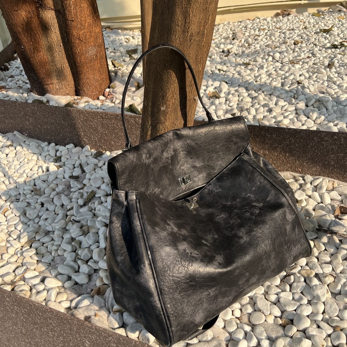 Blogger's Same High-End Soft Leather Large Capacity Tote Street Fashion Big Bag, Backpack, Underarm Bag