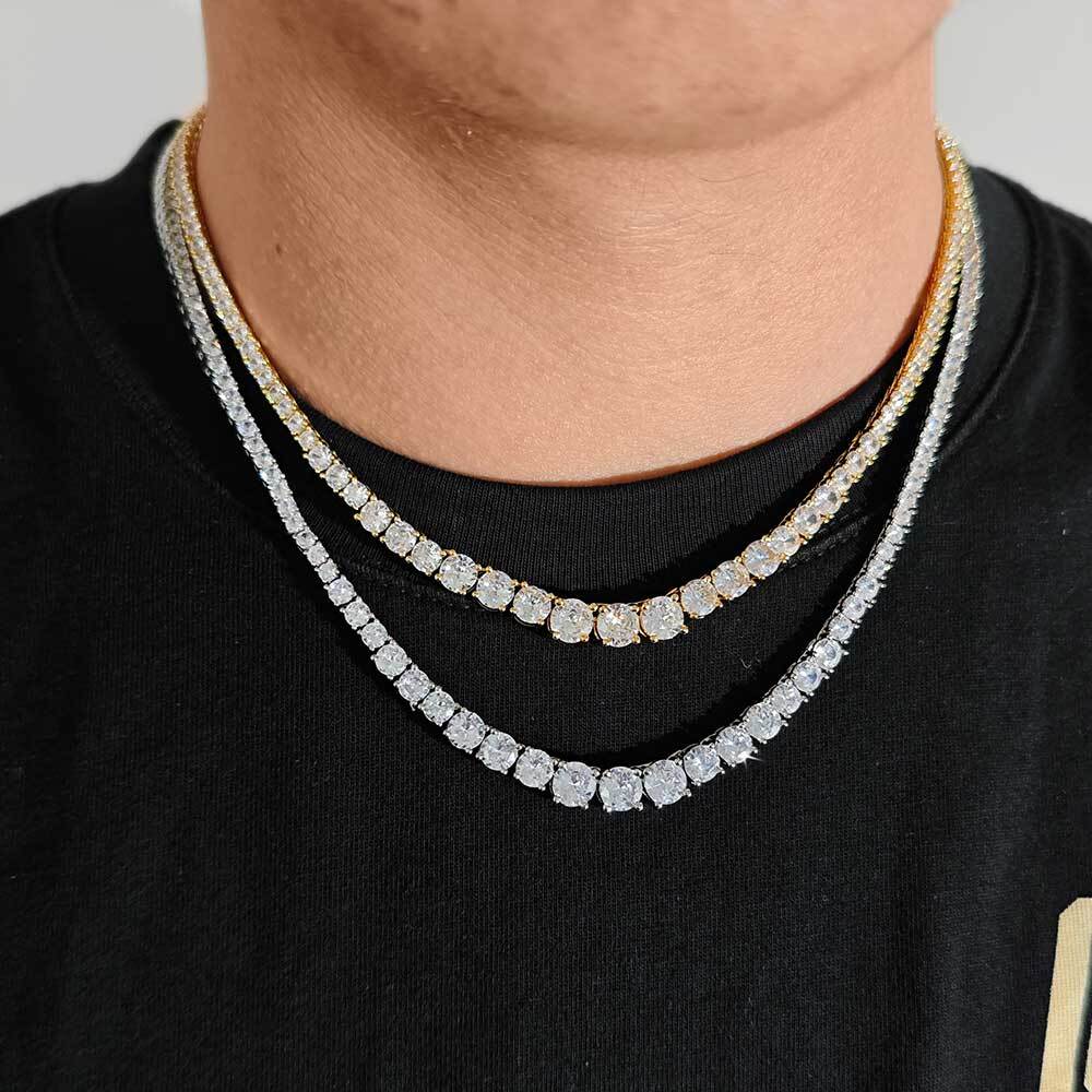 Gradient Size Zirconia Tennis Necklace New Trendy Personality Hip-Hop Couples Chain For Men And Women