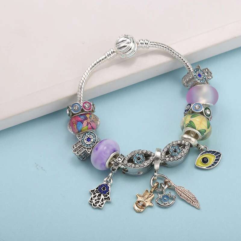 New Trendy Crystal Eyes Beads Charm Bracelets With Silver Color Brand Bracelet For Women Men Bijoux Pulseras Jewelry Gift