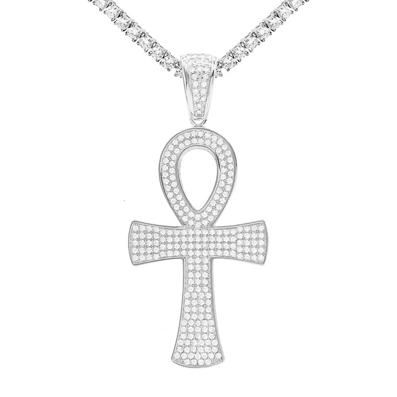 INS Hot Sale 925 Sterling Silver Pave Moissanite Cross Pendant Hiphop Plated Gold Bling Iced Out Pendant Women Men Jewelry