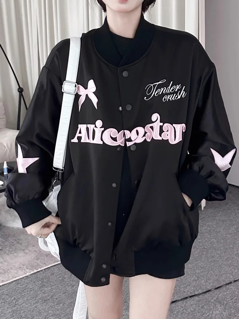 Hip hop star y bomber baseball jacket Y2k clothing womens fashion Grunge Emo Kpop sports shirt 2000s aesthetic 250314
