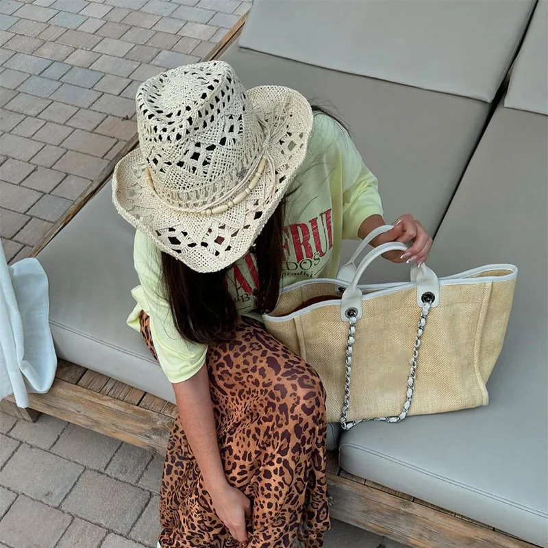Cowboy Hat Woman Western Cowgirl Caps Women Cow Girl Things Chapeau Femme Hats Accessories Vacation Compilation Straw Hat 250320
