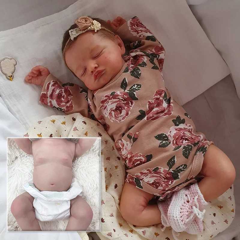 49CM All Vinyl Silicone Regenerated Rosalie Newborn Doll Sleep Baby Hand drawn Realistic 3D Skin with Visible Veins W250320