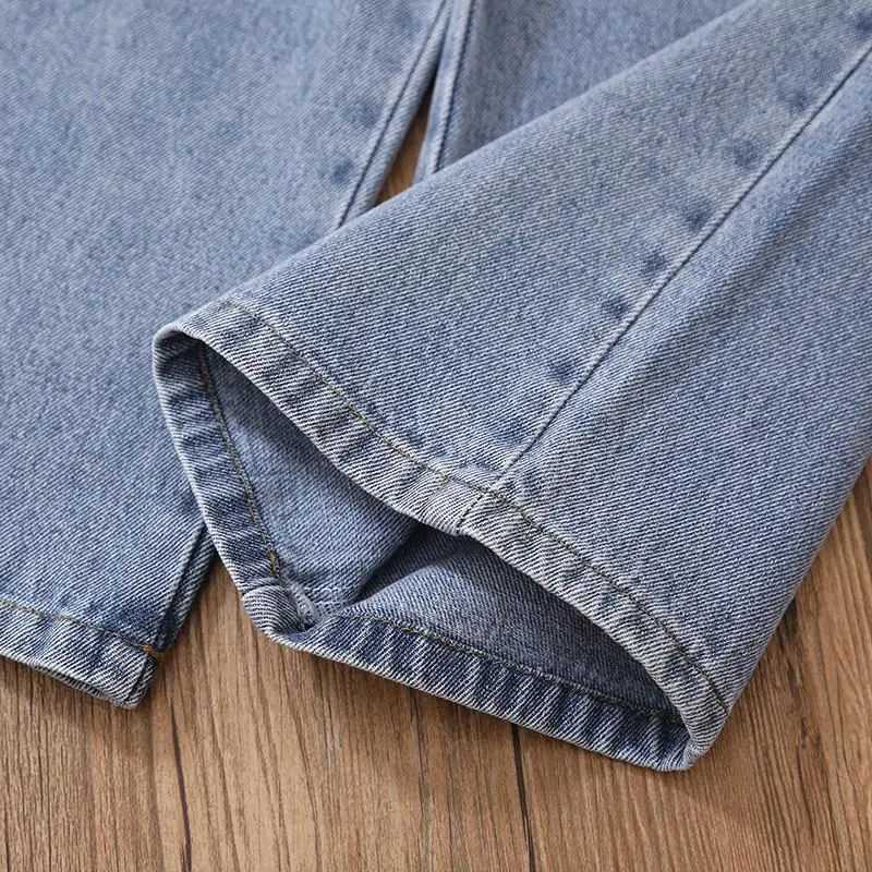 Girls Wide Leg Jeans Versatile Style 2023 Fashion Big Kids Casual Pants Spring and Autumn Girls Loose Double Waist TrousersT250326