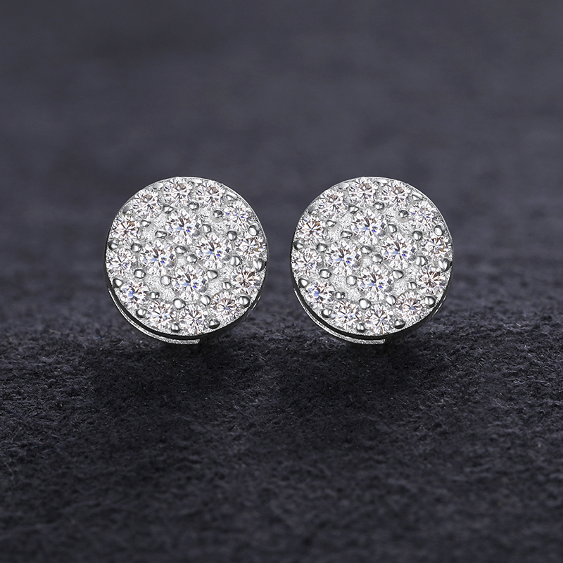 Top Quality Unisex Round 100% 925 Silver Earrings Fashion Classic Moissanite Earring For Women Jewelry