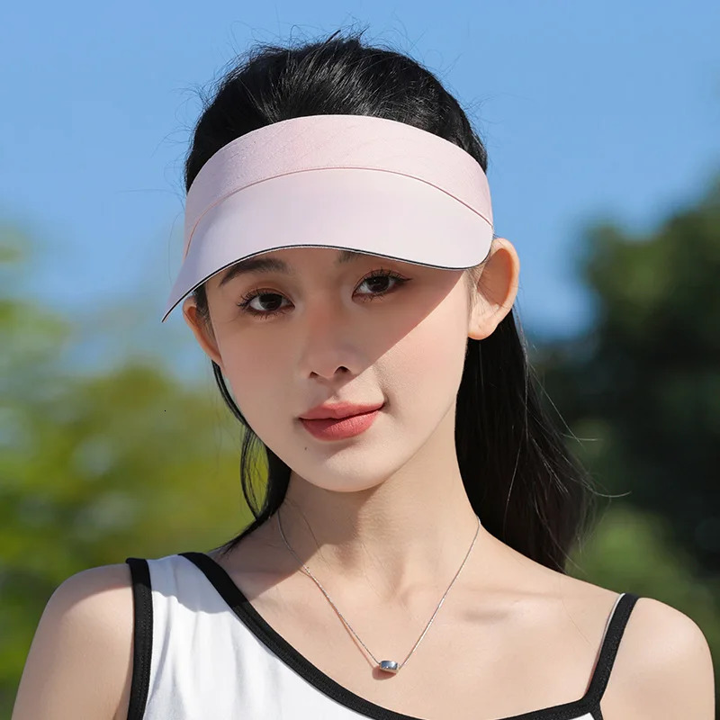 Summer Hats For Women Sun Hat Seamless Wide Brim Empty Top Sunscreen Outdoor Casual Sport Uv Protection 2025 Sun Visor 250320