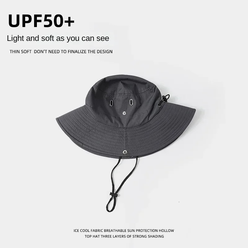Summer Bucket Hat for Men Fisherman Cap Fishing Outdoor Sunshade Big Brim Sunscreen Riding Hiking Suncreen Sunhat 250320