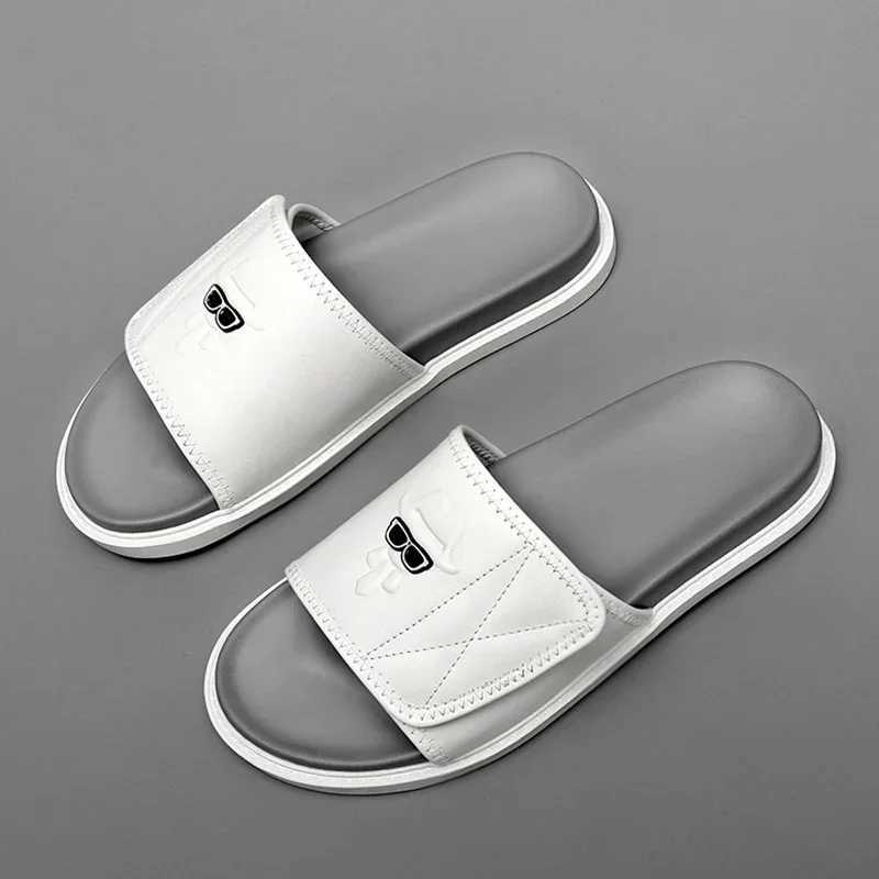 New genuine leather mens summer shoes sliding outdoor casual shoes indoor sliding N sliding beach shoes mocasin Y250320