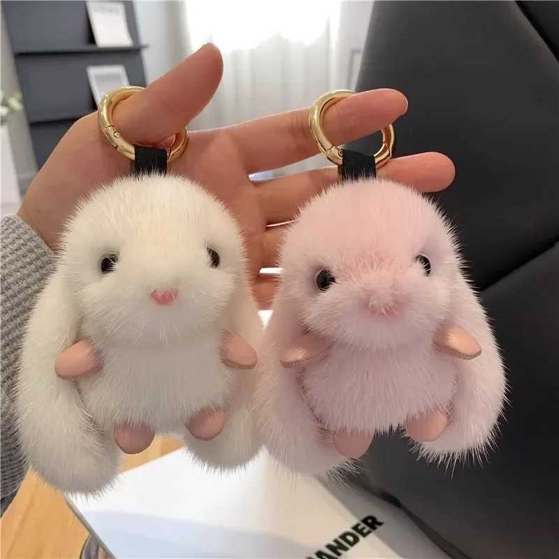 Rabbit stuffed animal plush toy rabbit fur keychain canopy soft fuzzy accessories fur keychain cute rabbit keychainXJ250319
